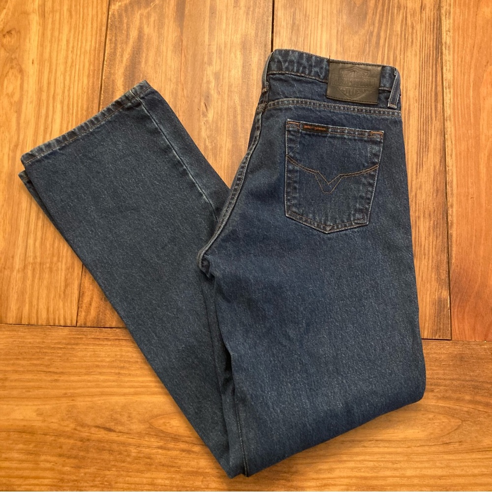 Harley Davidson Genuine MotorClothes Womens 12 Long Straight Leg Denim Jeans - Picture 7 of 11